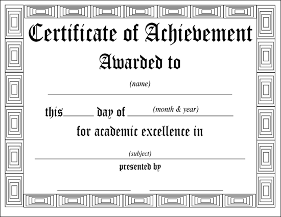 Achievement Award Certificate Template Free