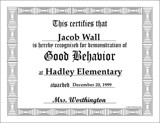 school awards certificates