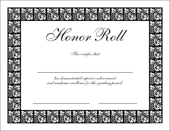 printable honor roll certificates