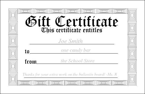 generic gift certificates
